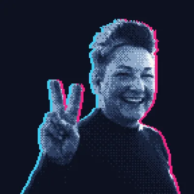 Sarra Richmond, smiling, making a peace sign
